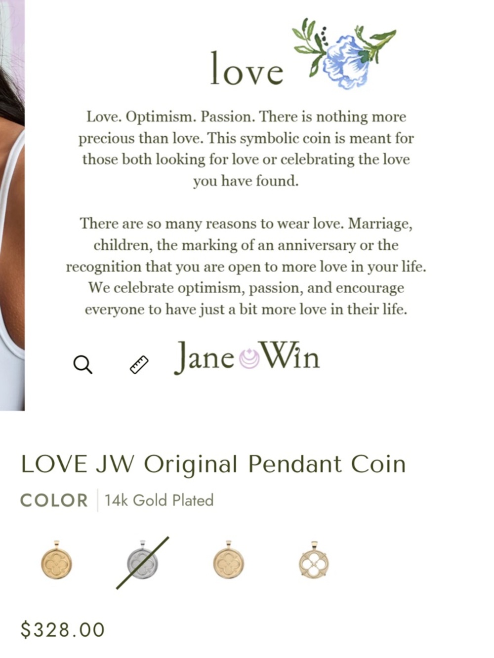 Jane Win LOVE JW Original Pendant Coin Necklace 14k Gold Plated - Picture 4 of 8